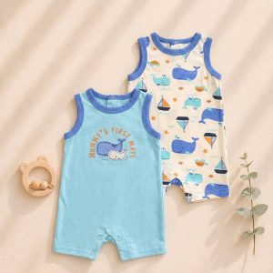 2pcs Set Baby Sleeveless Rompers Tank Top Jumpsuit