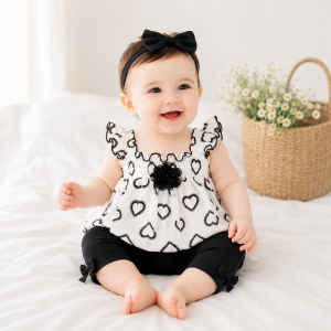 Flower Heart Chiffon Baby Outfit Top & Leggings 2 Piece Set