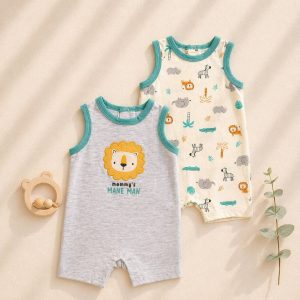 2pcs Set Baby Sleeveless Rompers Tank Top Jumpsuit