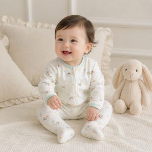 Cow & Farm Pattern Zipper Footie Pajamas Romper